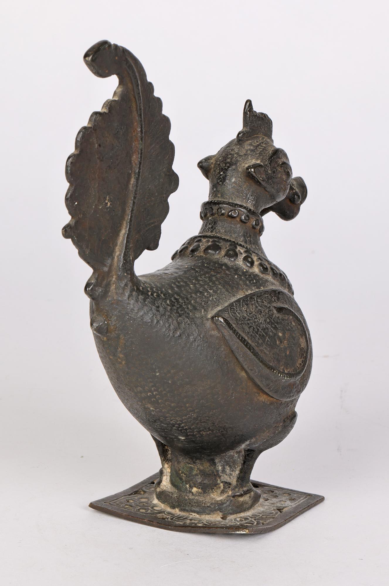 20th Century Khond Attributed Bronzed Metal Hamsa Bird Figure from Orsissa, India