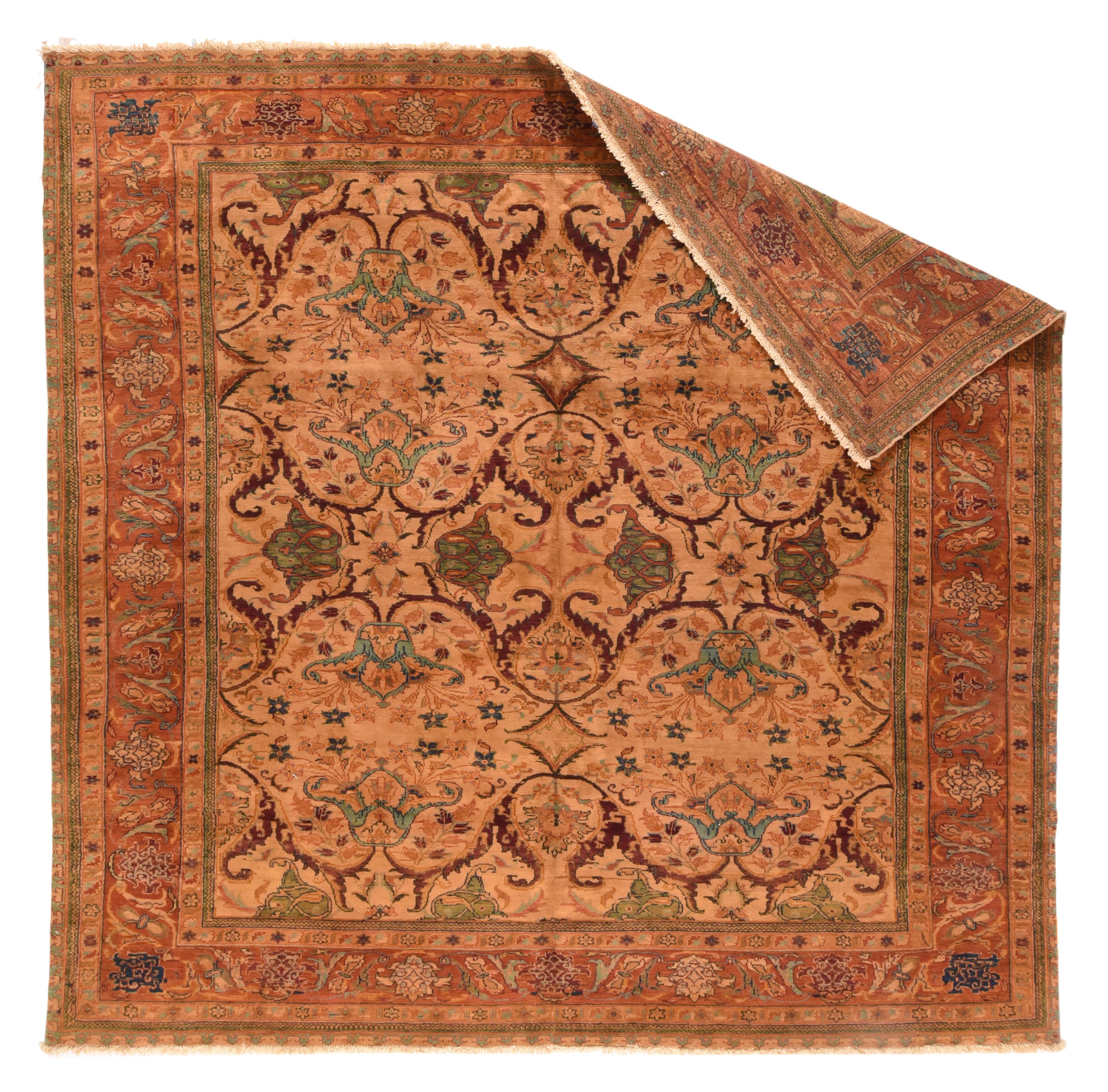 Khorasan rug measures 8'7'' x 8'9''.