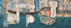 "CIUDAD DE LOS RECUERDOS OCULTOS" Pintura 22" x 55" pulgadas por Khoren Keshishyan