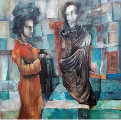 "DON'T EXPLAIN" Oil Painting 39" x 39" inch by Khoren Keshishyan