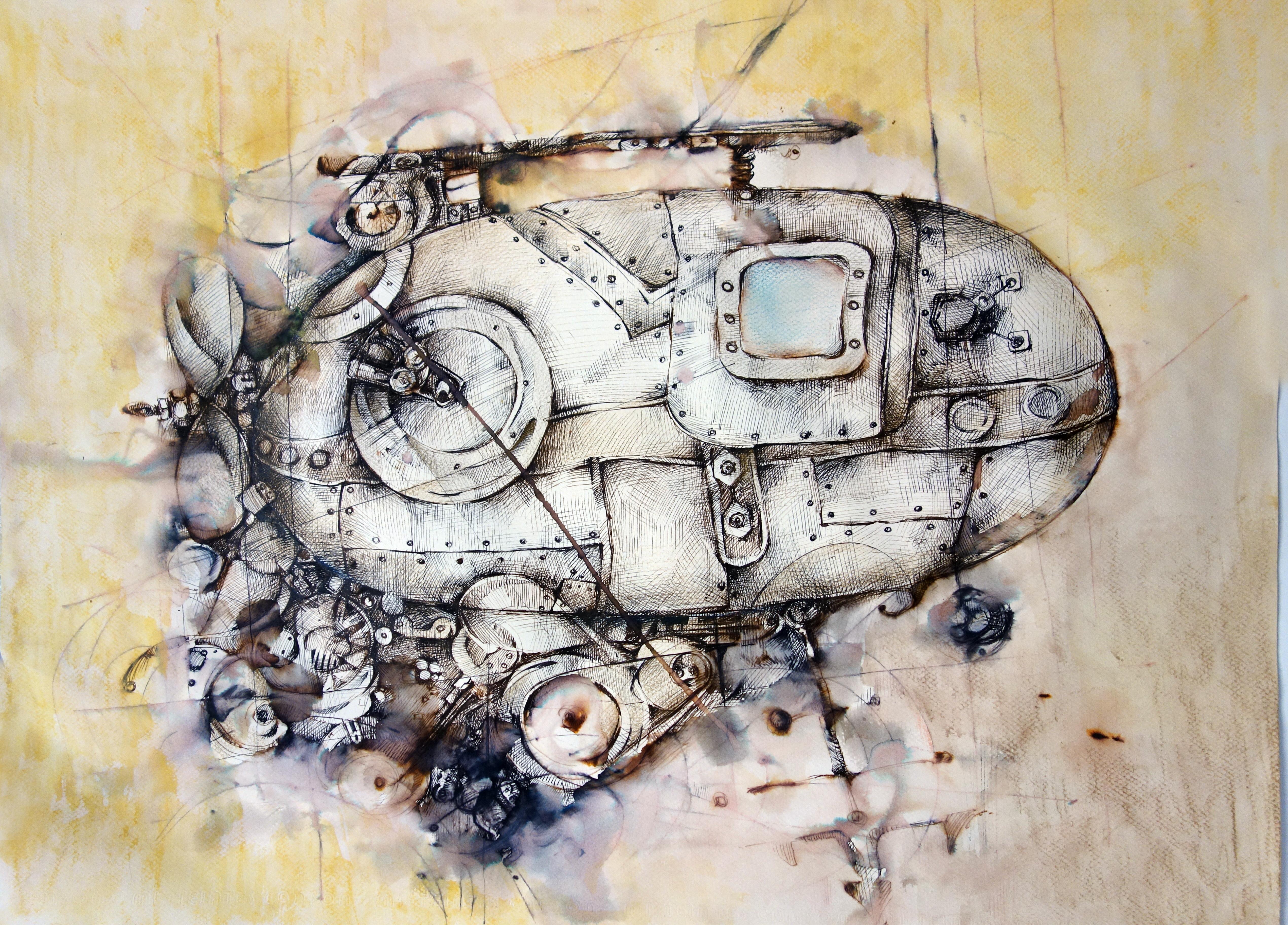 "Y.SUBMARINE" Abstract Painting 20" x 25.5" inch by Khoren Keshishyan

Medium: Mixed Media on Paper

Khoren Keshishyan is a celebrated American-Armenian painter and artist whose unique
blend of architectural sensibilities and artistic creativity has