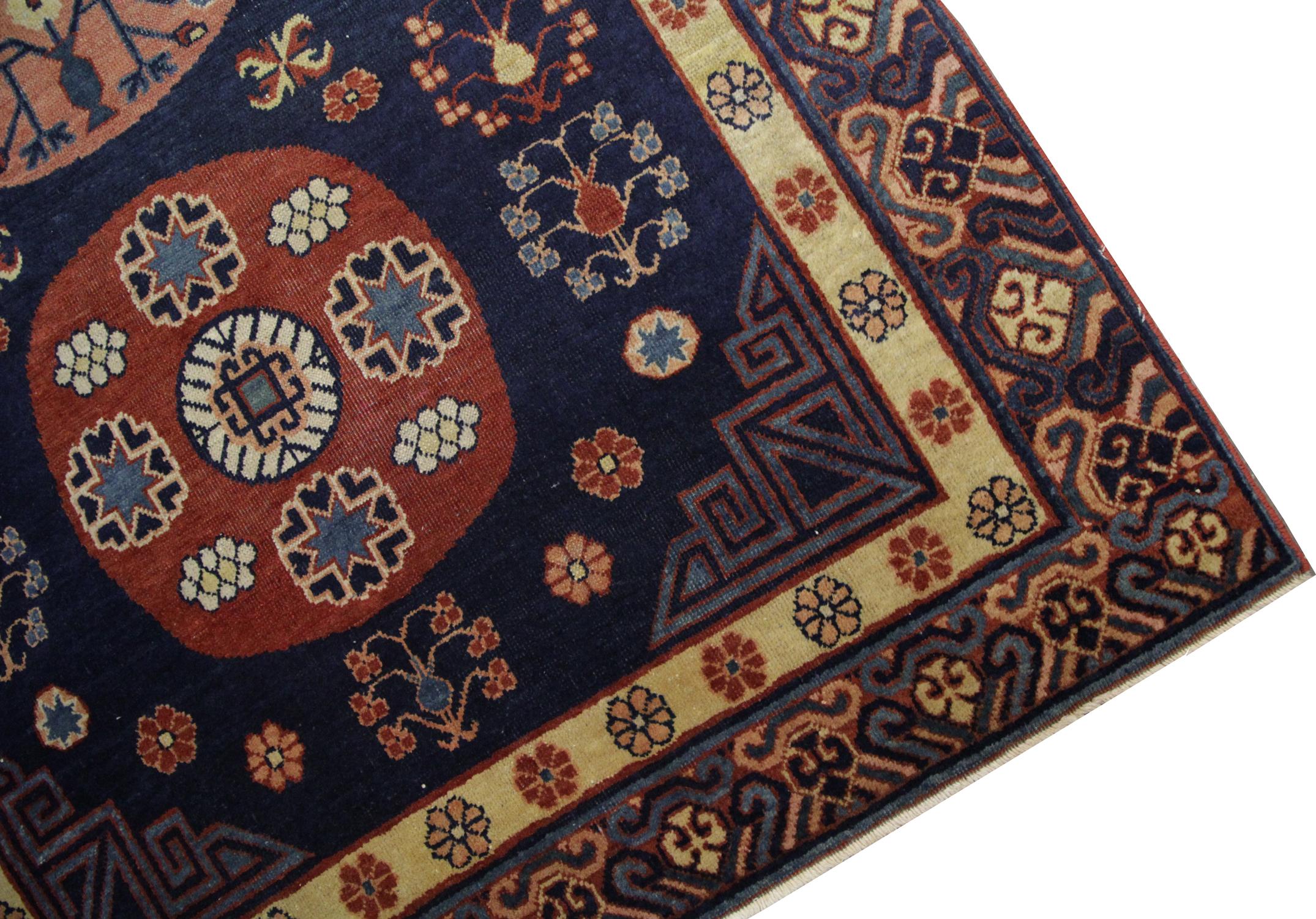 Vegetable Dyed Khotan Antique Rug, Handmade Carpet Oriental Wool Living Room Rugs for Sale For Sale