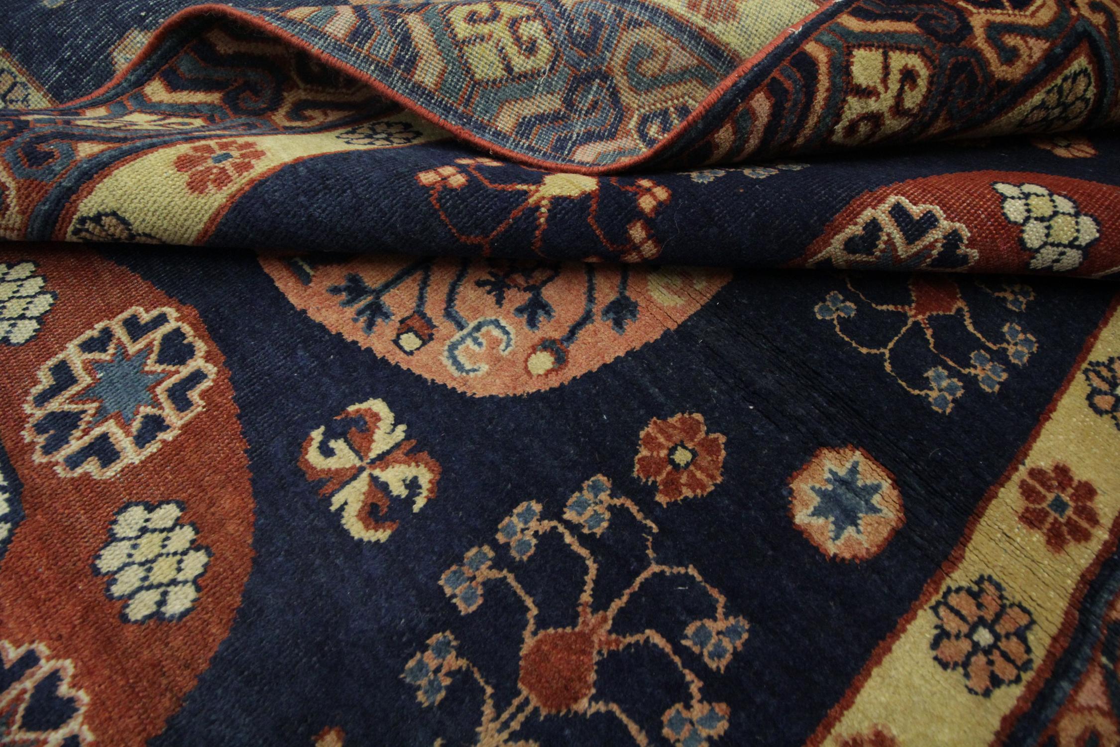 Khotan Antique Rug, Handmade Carpet Oriental Wool Living Room Rugs for Sale For Sale 2