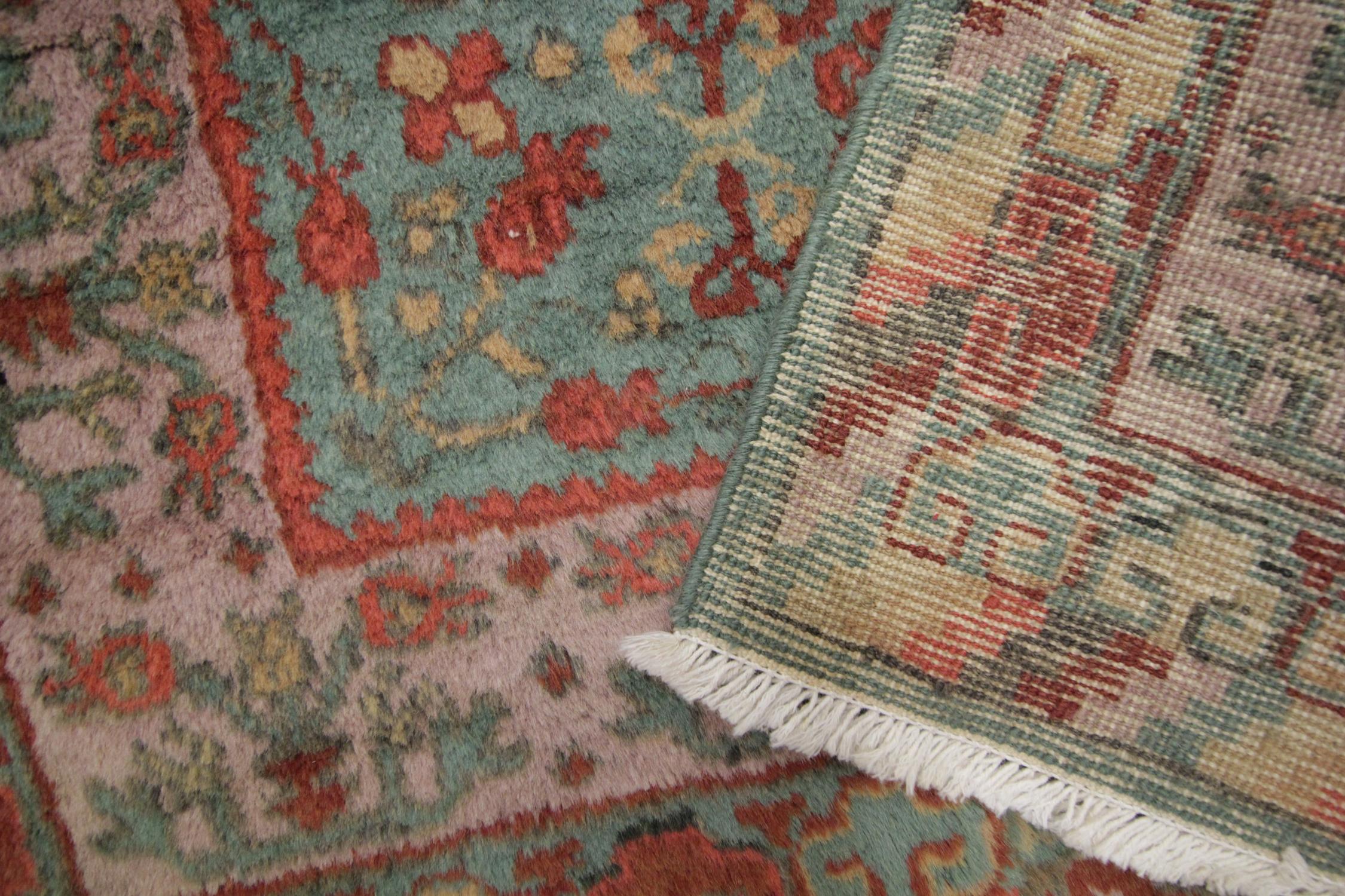Chinese Khotan Antique Rug Handmade Carpet Runner, Vibrant Wool Oriental Rug Runner