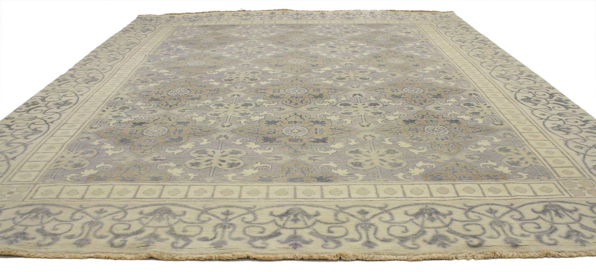 New Transitional Area Rug with Khotan Pattern and Modernist Neoclassic Style For Sale 1
