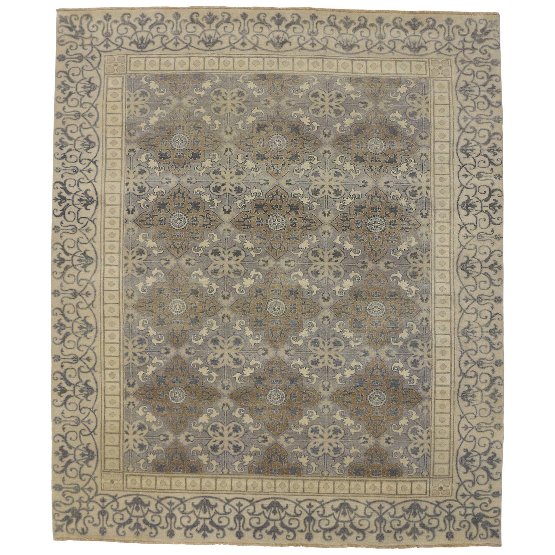 New Transitional Area Rug with Khotan Pattern and Modernist Neoclassic Style For Sale