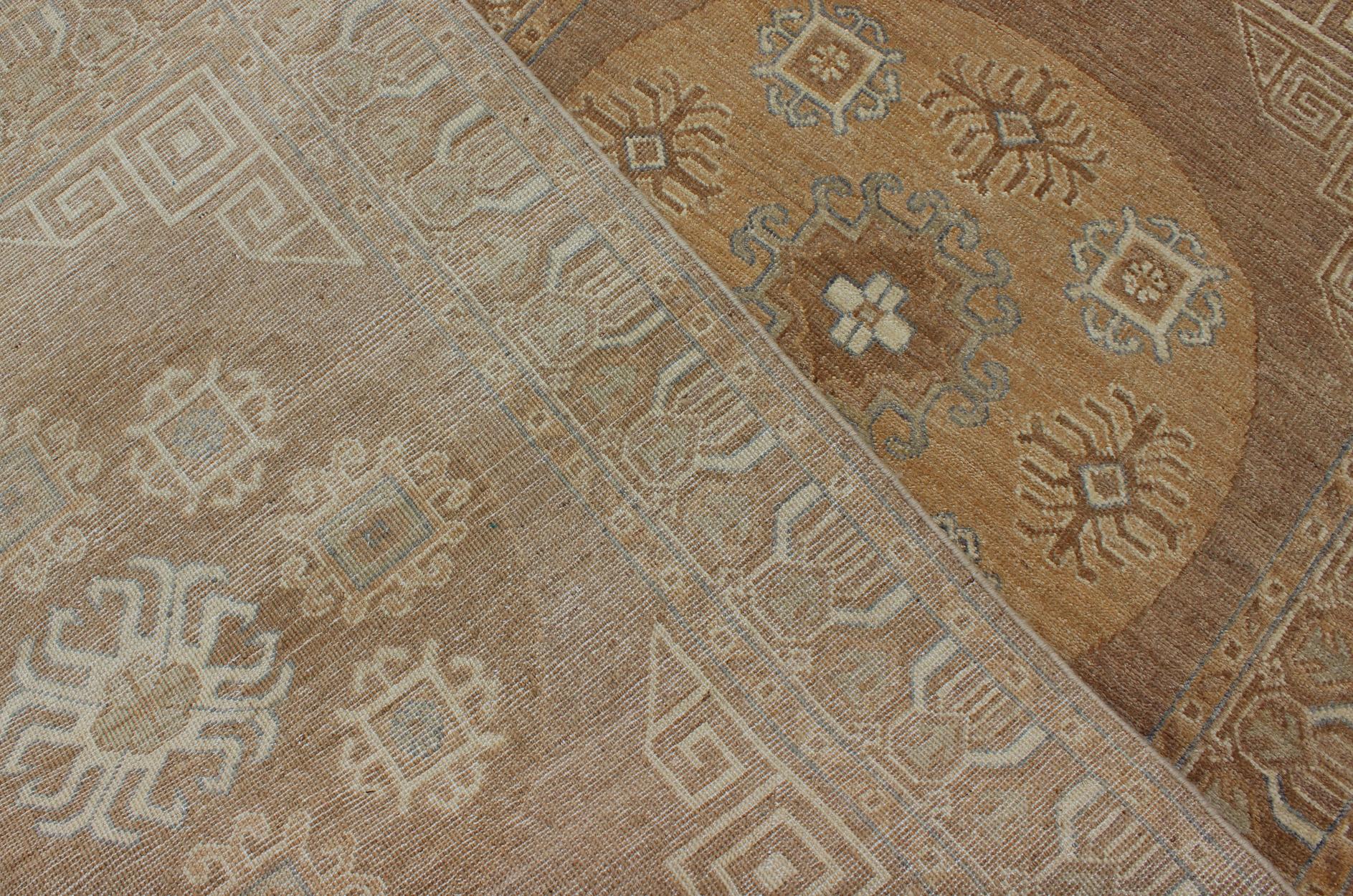 Contemporary Khotan Design Runner with All-Over Geometric-Circle Medallion Pattern For Sale
