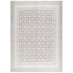 Khotan Hand-Knotted Patina Rug in Pale Pink, Beige, and Blue Accent