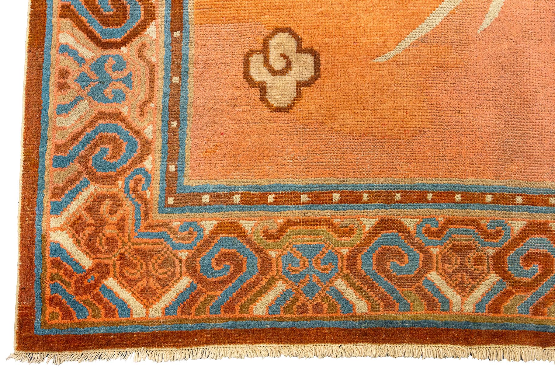Khotan Rug Dragon Design Salmon Color For Sale 3