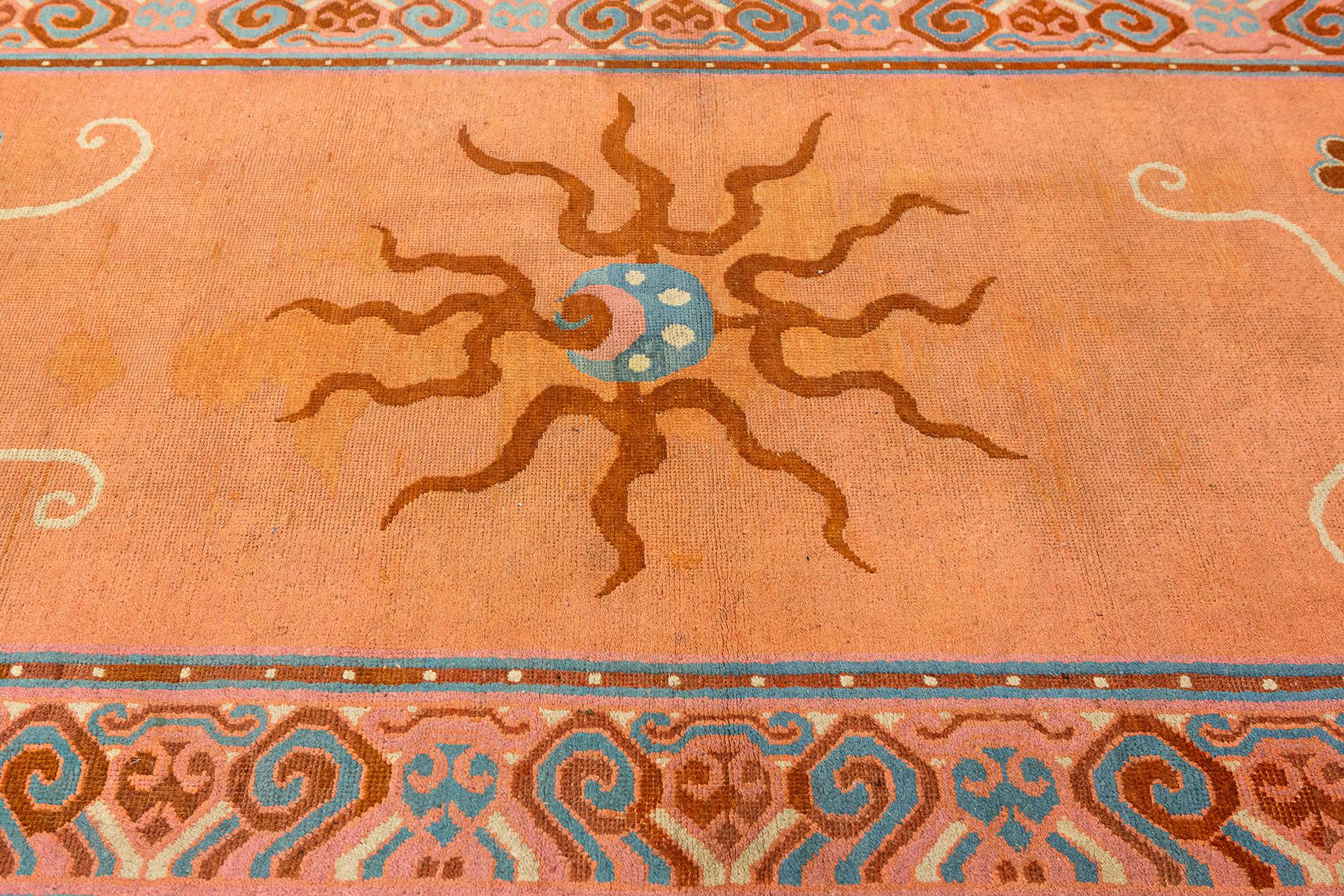 Khotan Rug Dragon Design Salmon Color For Sale 2
