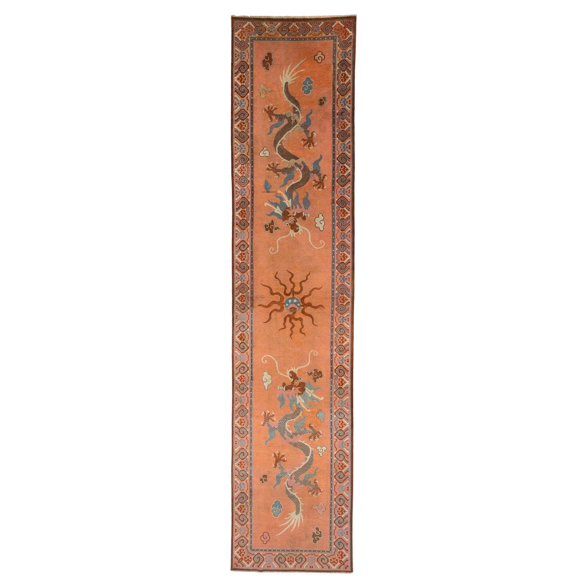 Khotan Rug Dragon Design Salmon Color For Sale