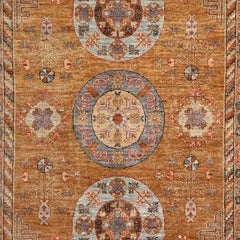 Khotan Style Rug Hand Knotted Contemporary Camel Colored Wool Area Carpet