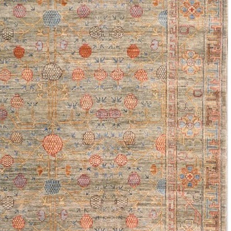 Afghan Khotan Style Rug Hand Knotted Pomegranate Tree Contemporary Wool Area Carpet