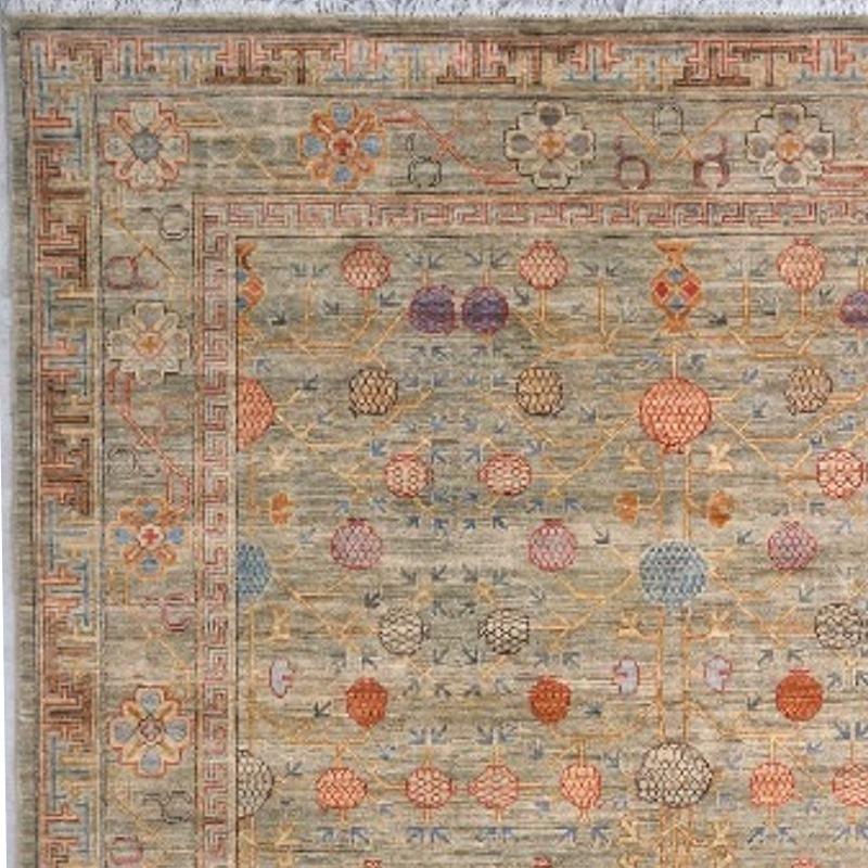 Khotan Style Rug Hand Knotted Pomegranate Tree Contemporary Wool Area Carpet In New Condition In Lohr, Bavaria, DE