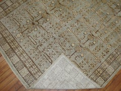 Khotan Rug in Celadon Green and Brown