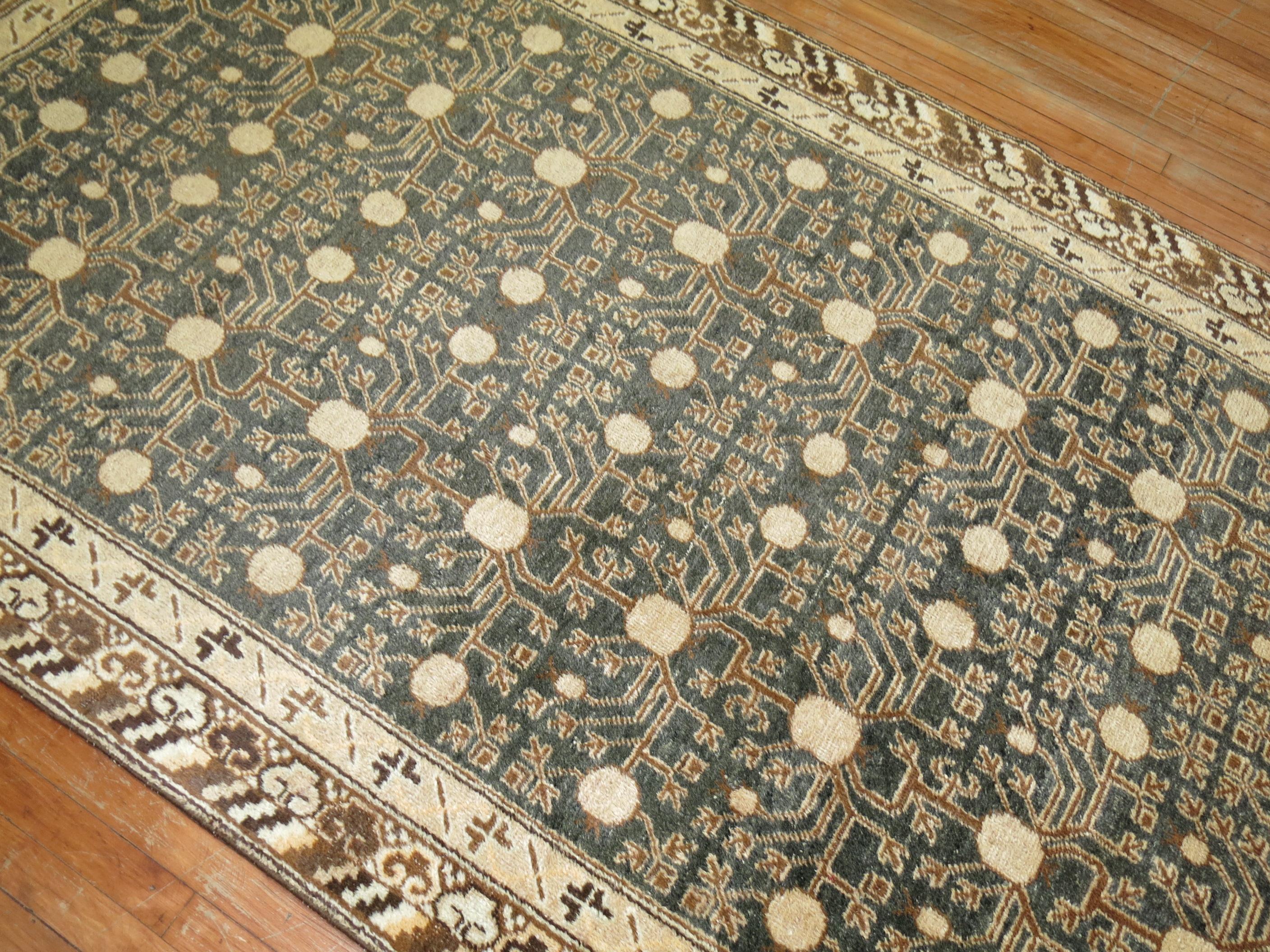 Khotan Rug in Olive Green and Brown 1