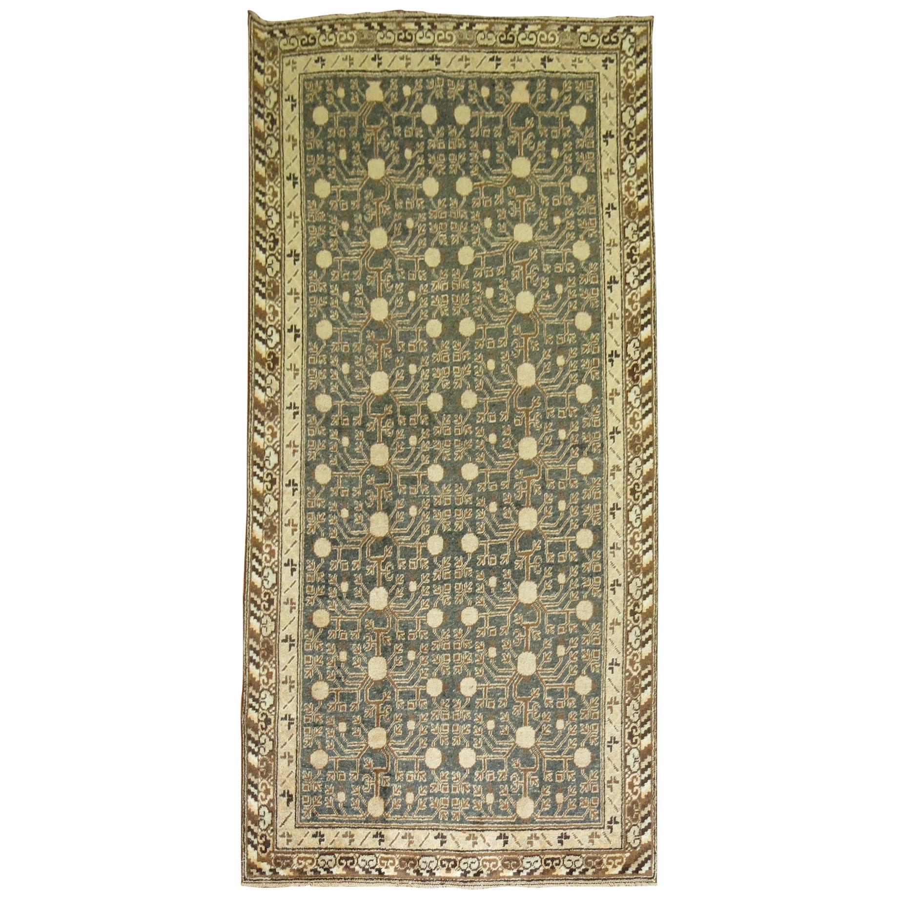 Khotan Rug in Olive Green and Brown