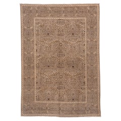 Khotan Rug Taupe Ground with Pomegranate Tree and Tiled Border Design