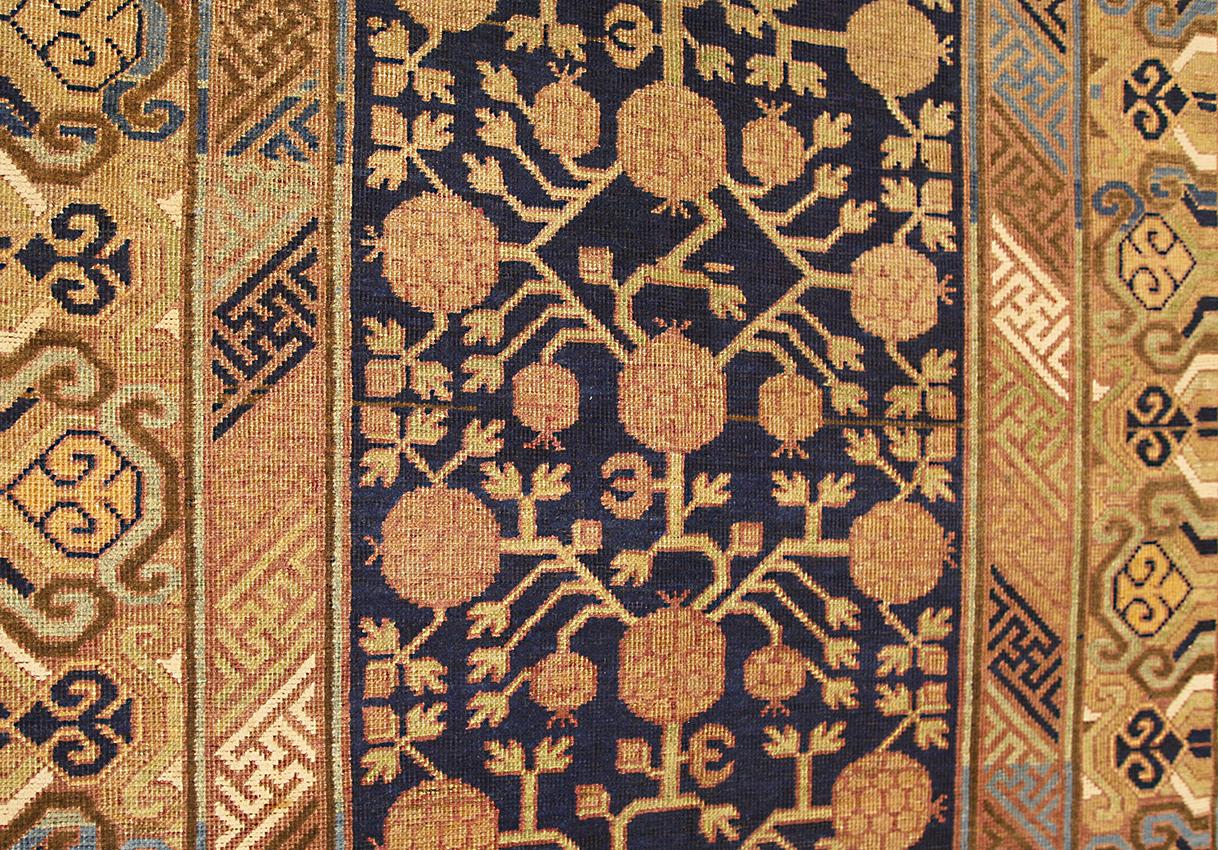 Chinese Khotan Rug The Pomegranate Tree Field Design, 1880-1900 For Sale