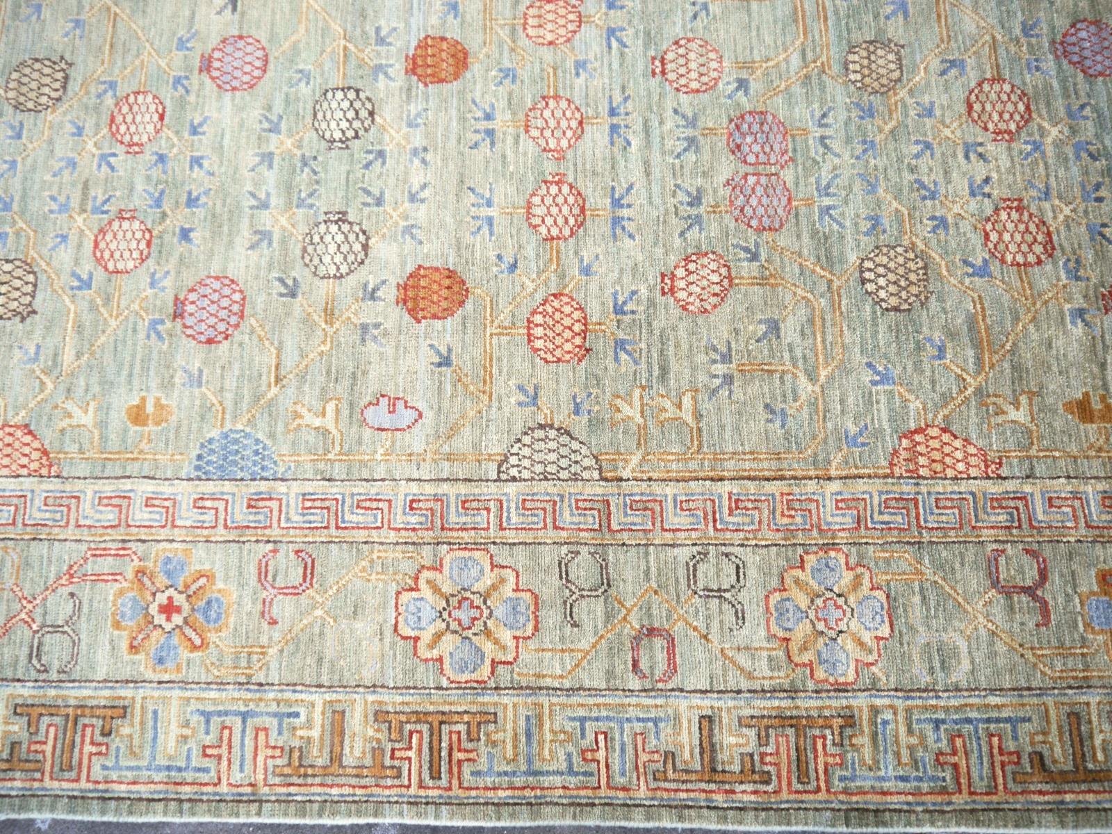 Khotan Style Rug Hand Knotted Pomegranate Tree Contemporary Wool Area Carpet 9