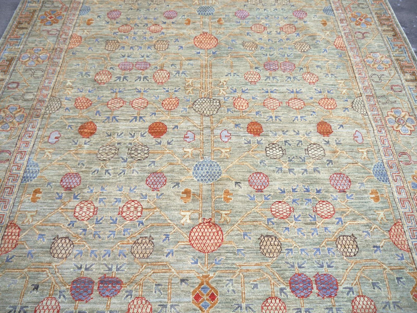 Khotan Style Rug Hand Knotted Pomegranate Tree Contemporary Wool Area Carpet 2