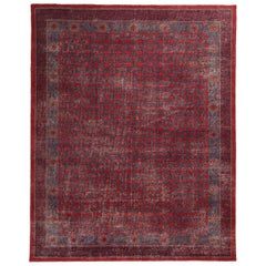 Khotan Velvet Red and Blue Wool Rug from the Homage Collection by Rug & Kilim