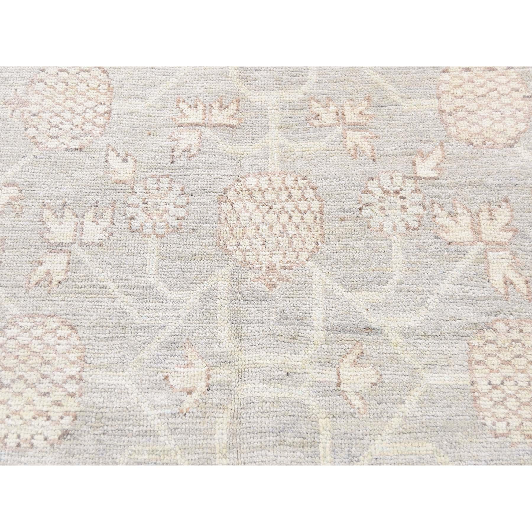 Khotan with Pomegranate Design Silver Wash Hand Knotted Oriental Rug 2