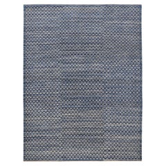 Khoton Mosaic – 9' x 11'9" Hand-Knotted Wool Rug in Indigo and Ivory