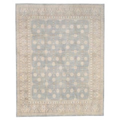 Khoton Pattern in Ivory Beige Blue Wool Rug 8'x10'