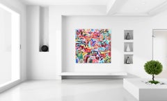 I Really Did Think About It - Quadro originale astratto di grandi dimensioni e vivace