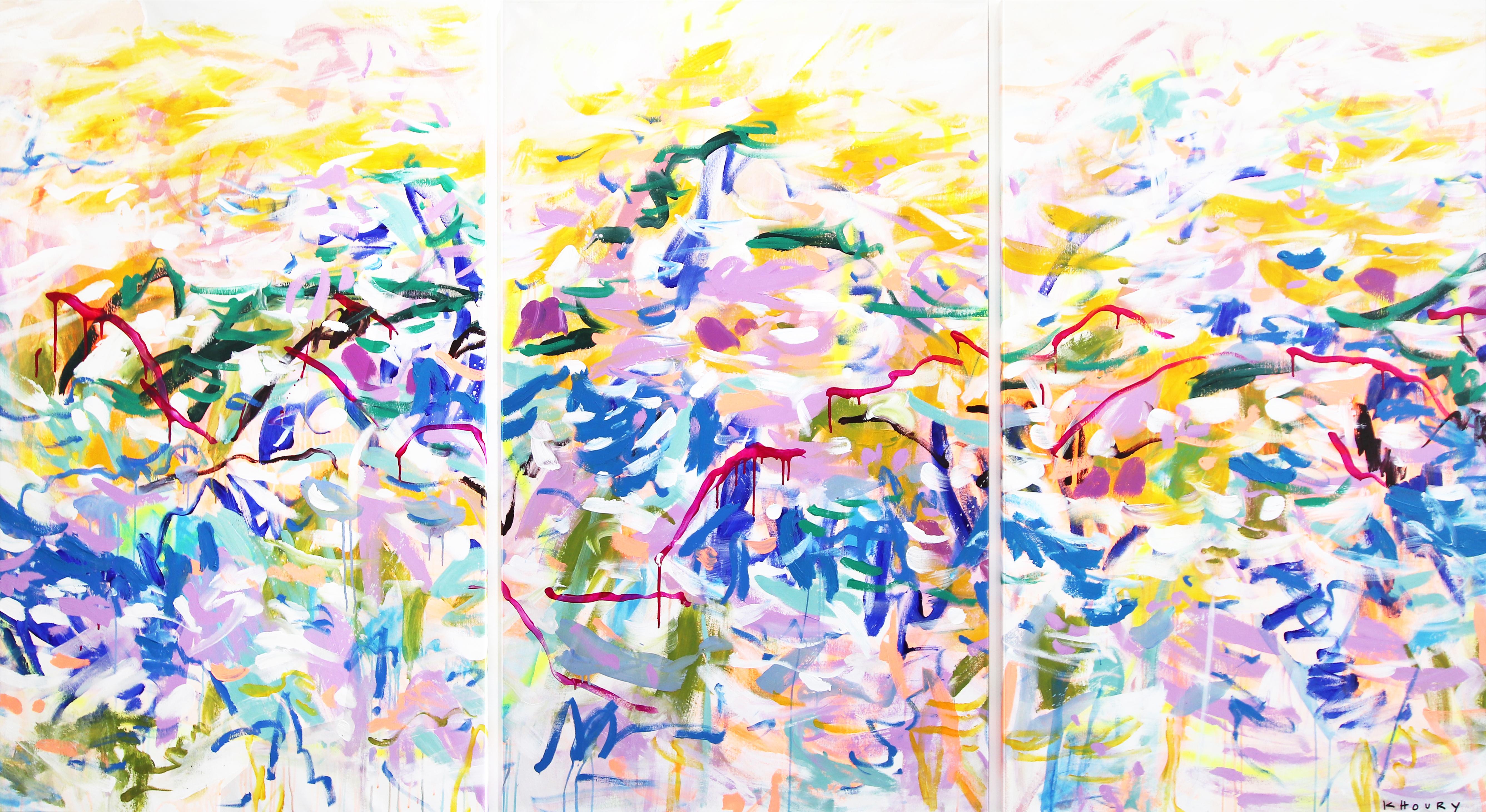 Landschaften I - Übergroßes, Vivid Pastell Abstraktes Originalgemälde
