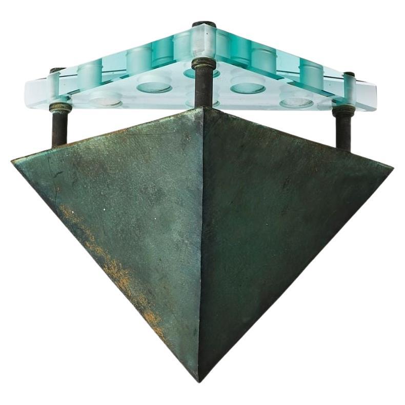 Khoybucky Patinated Brass and Crystal Wall Sconce by Vistosi, Murano For Sale