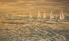 Boats Lined, Painting, Acrylic on Canvas