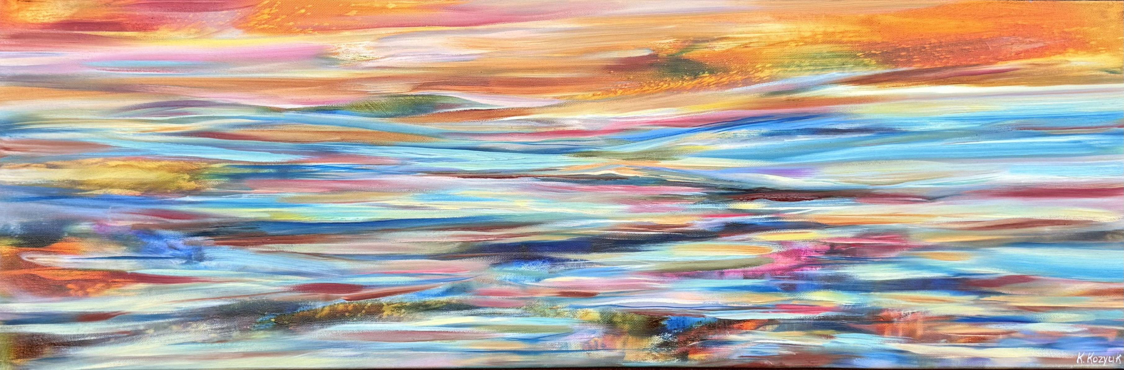 Khrystyna Kozyuk Abstract Painting – „Ethereal Horizon“, Gemälde, Öl auf Leinwand