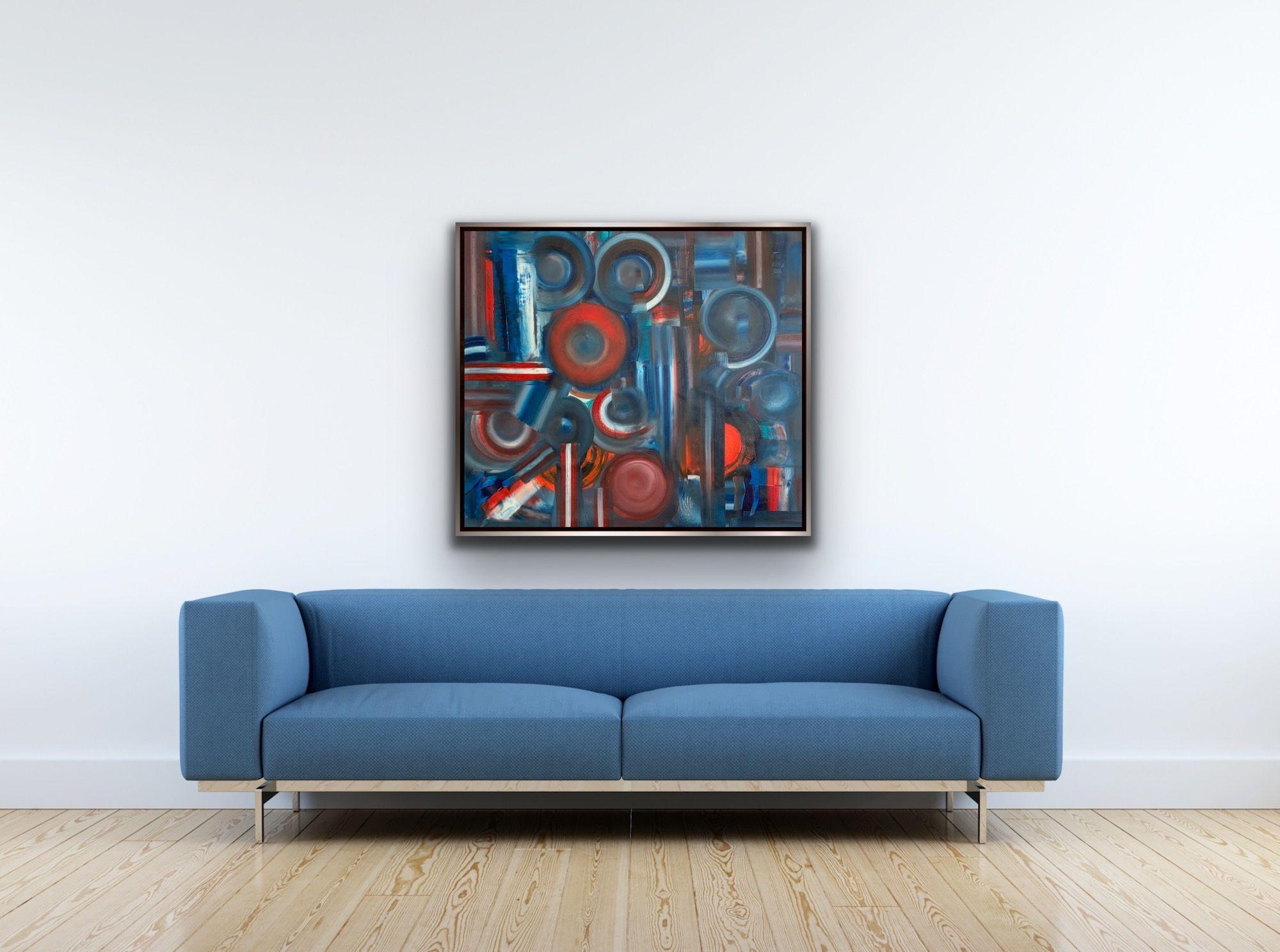 Merge of red and blue, Painting, Oil on Canvas For Sale 2