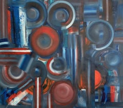 Eine Verschmelzung von Rot und Blau, Gemälde, Öl auf Leinwand