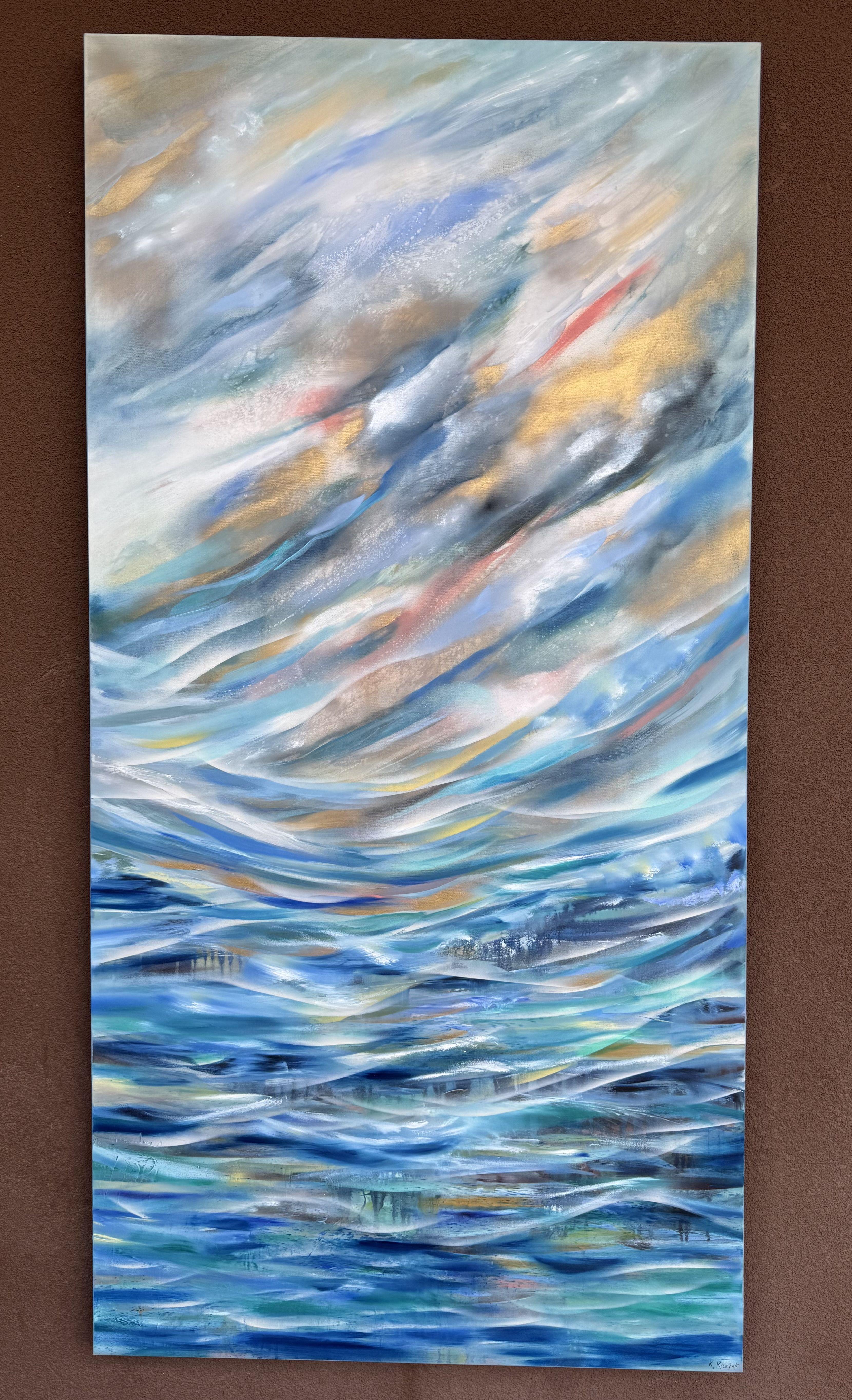 Khrystyna Kozyuk Abstract Painting - Mountain Shore II, Painting, Oil on Canvas