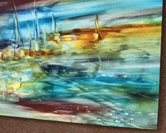 Navegación en verano, pintura, óleo sobre lienzo
