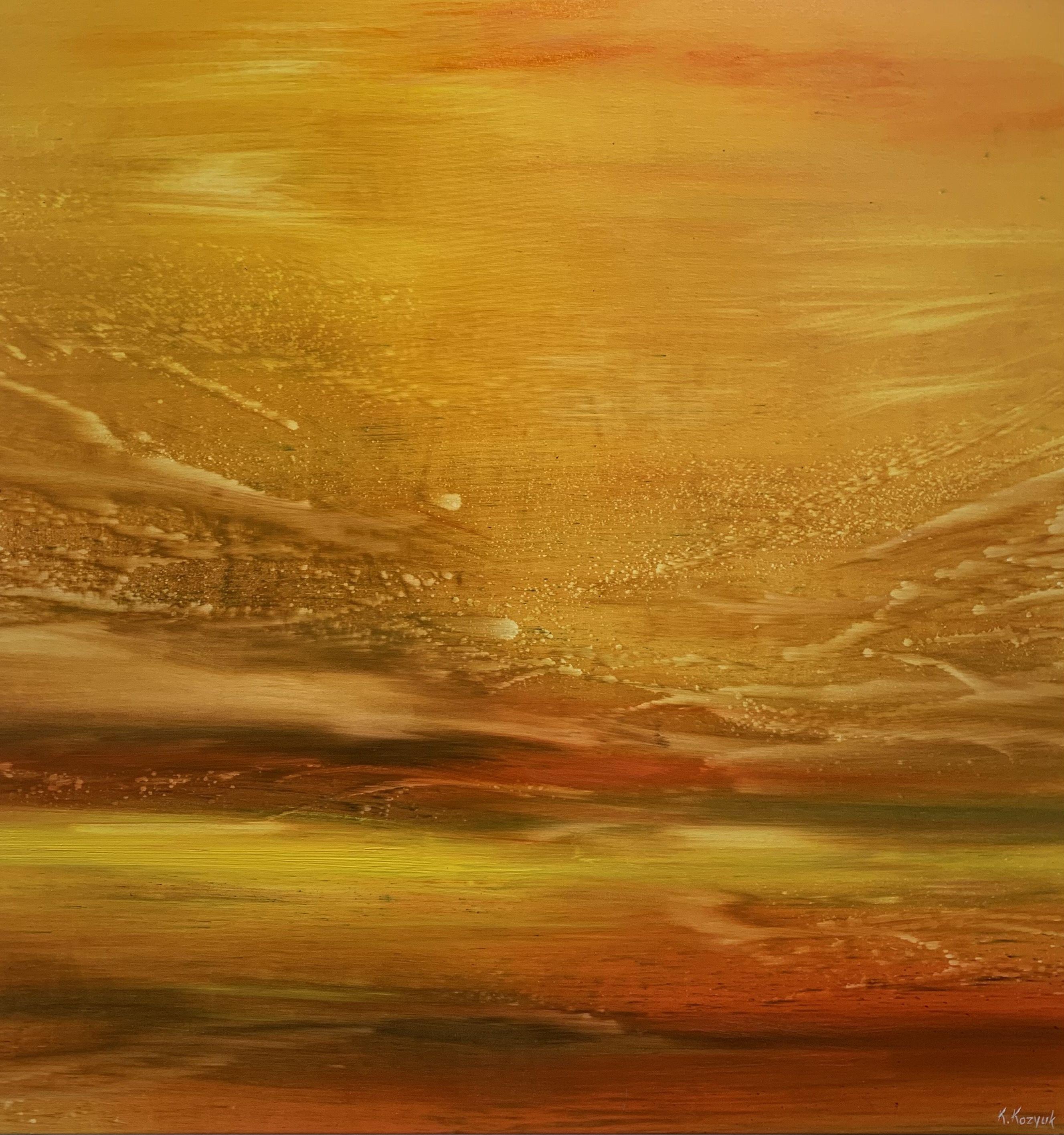 Tramonto a est, Pittura, Olio su tela - Painting di Khrystyna Kozyuk
