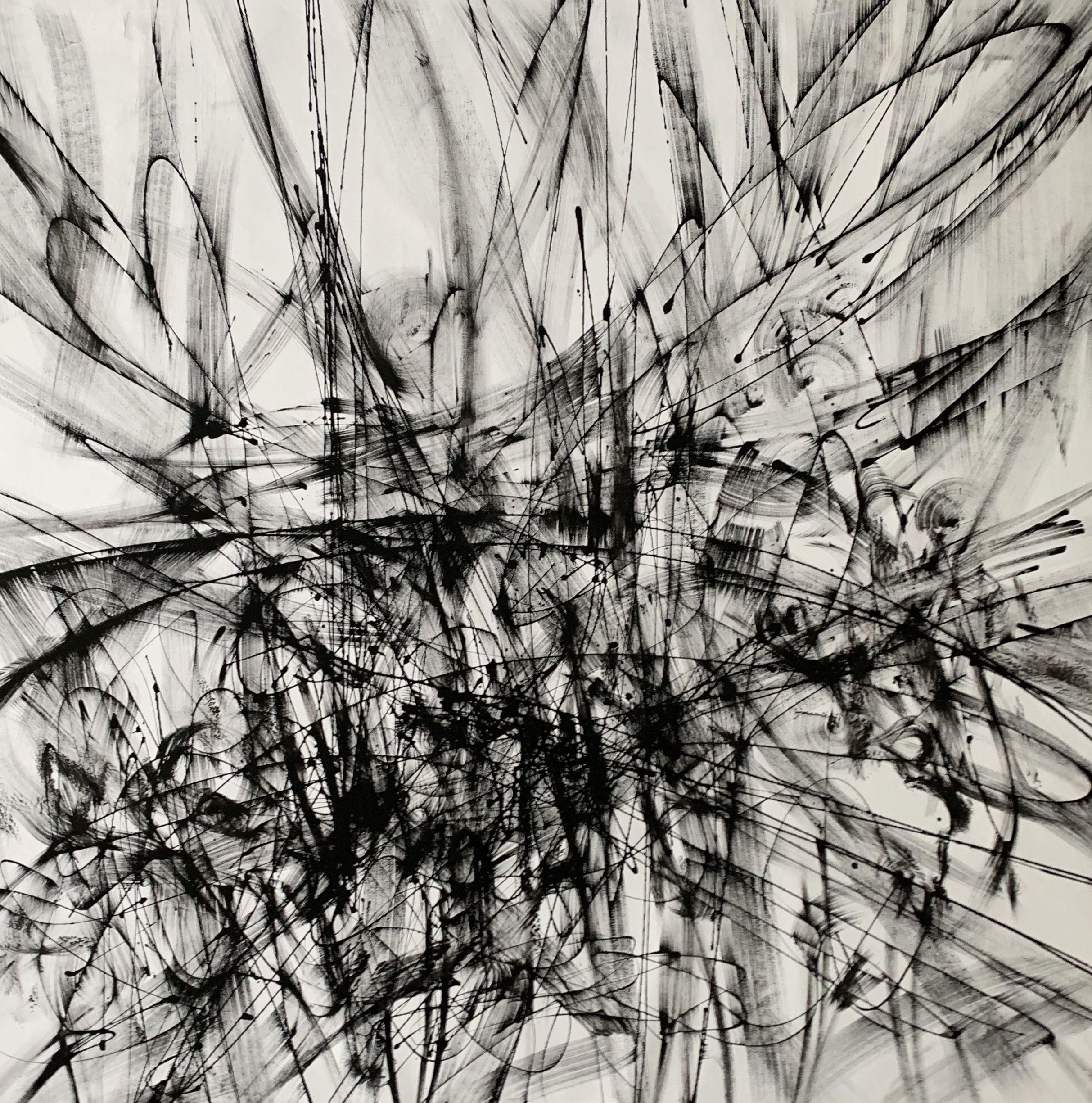 Abstract Painting di Khrystyna Kozyuk - Storia di una notte, Pittura, Olio su tela