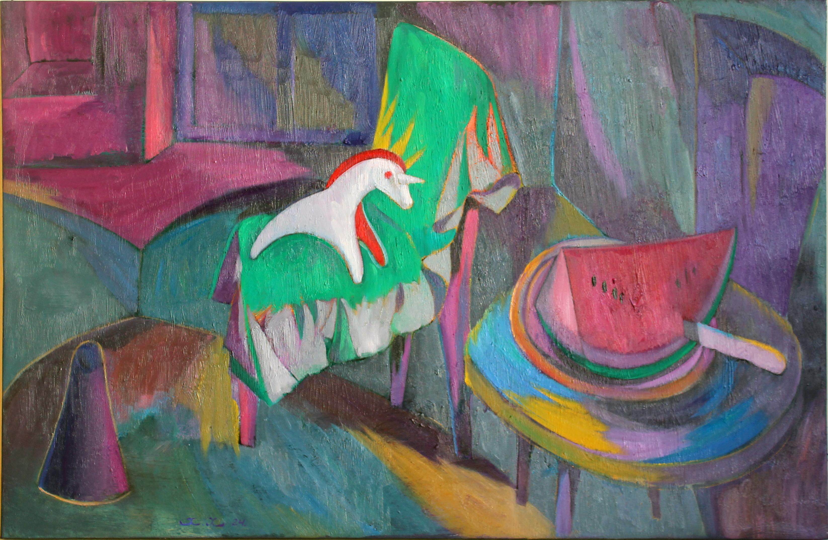 Horse , 65x100 cm, oil on canvas - Art by Khurshed Khalilov