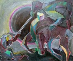 Chasse, 100 x 100 cm, huile sur toile
