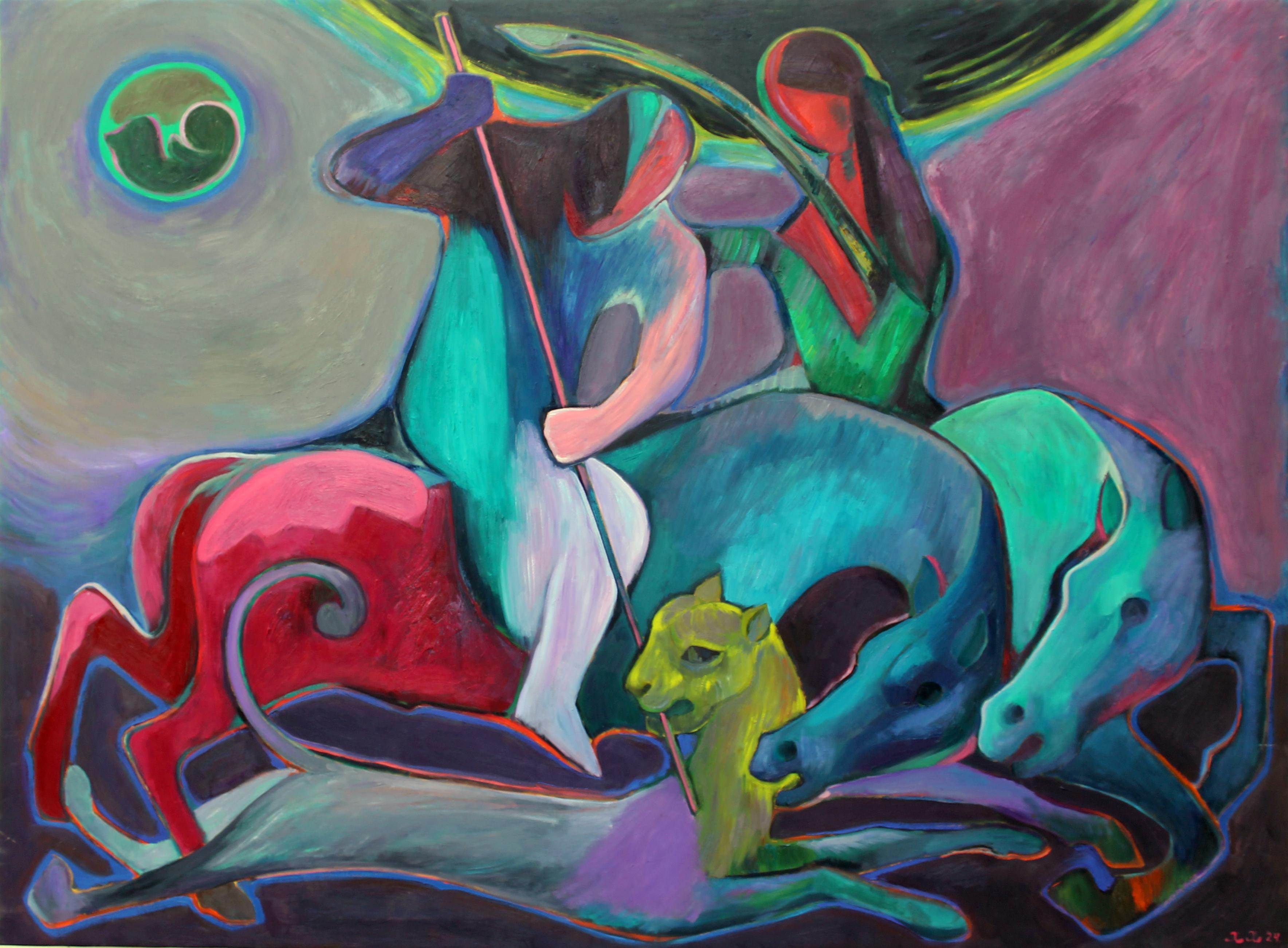 Hunting, 120x185 cm, oil on canvas