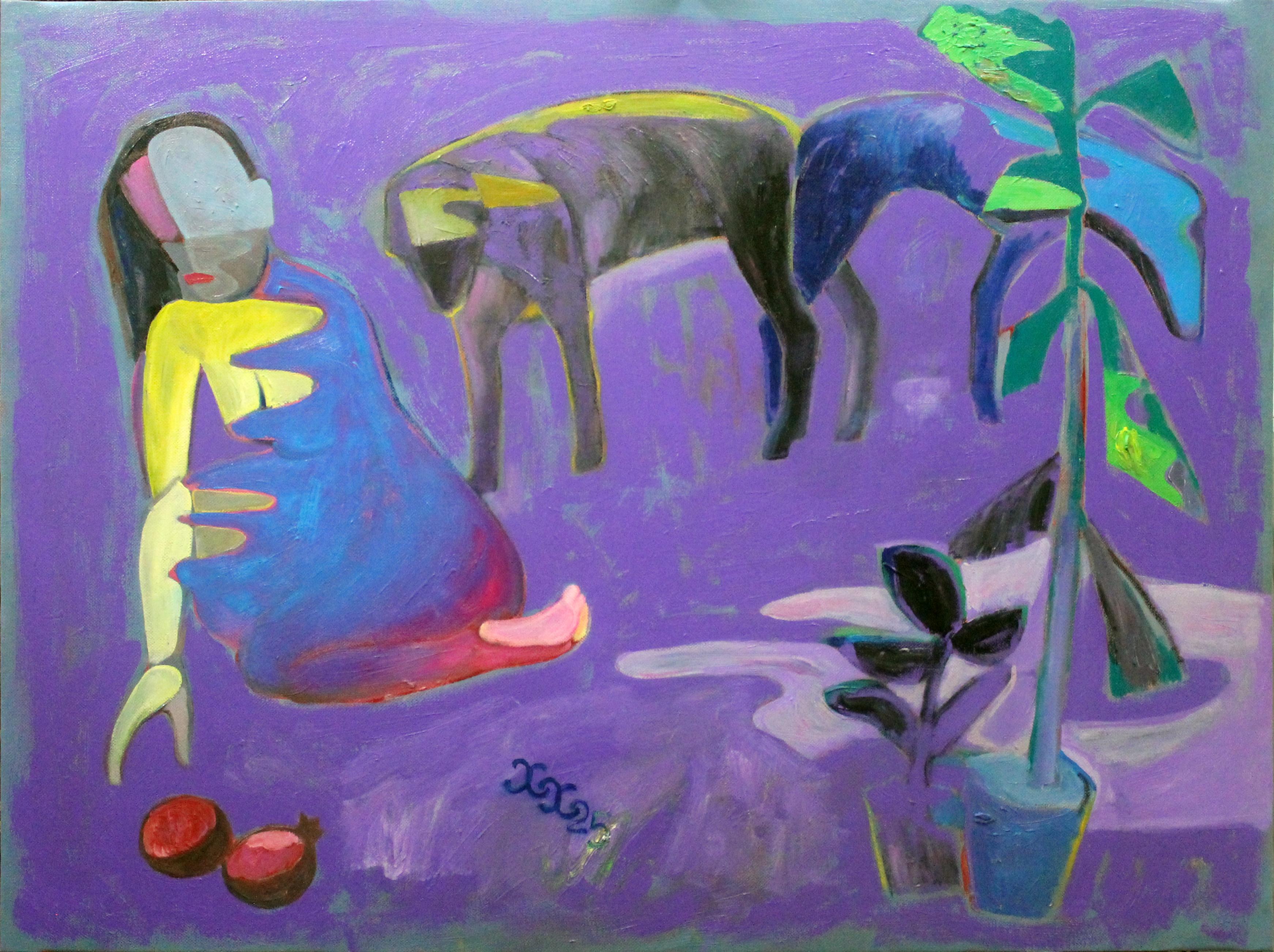 Khurshed Khalilov Figurative Painting - Two, 120x190 cm, oil on canvas