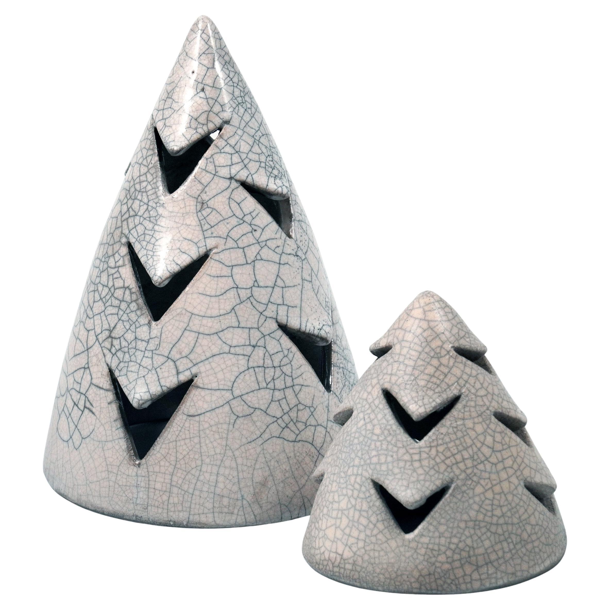 Set decorativo per albero di Natale e copri-candela di Ki - Whiting, bianco e crepato