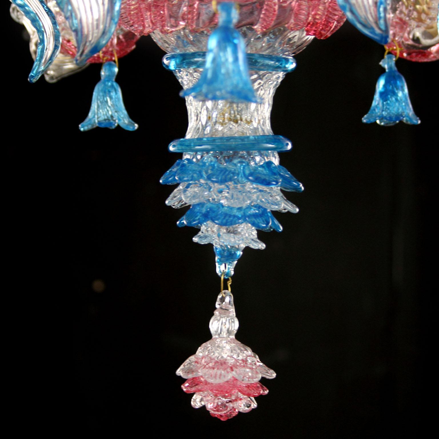 Kia Ora Chandelier 6+3+3 arms Murano clear glass multicolour details Multiforme In New Condition For Sale In Trebaseleghe, IT
