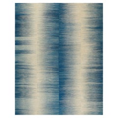 “Kia Sar” Handwoven Mazandaran-Style Flatweave Rug – Blue Ombre Wool Kilim