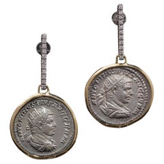 Kiai 18kt Gold and Silver Roman Coin Earrings with Diamonds