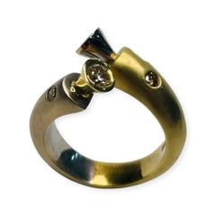 Kian 18K White and Yellow Gold Diamond Crossover Ring