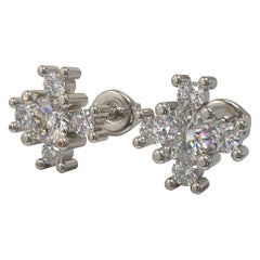0.36 Carat Round Diamond Earring Studs in 18 Carat White Gold By Kian Design 